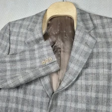 Vintage Soleri Alpaca Wool Sport Coat Mens 42 Plaid Tweed Blazer Made in Italy