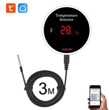 Tuya WiFi Temperature Sensor 3M Wire Probe Digital Smartlife Thermometer Alarm