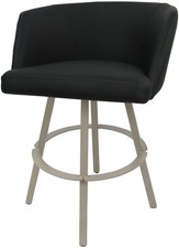 Counter Bar Stool Swivel Metal 26" Seat - Joey - Black Vinyl - Beige Frame