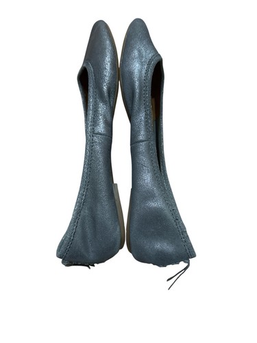 Frye Regina Ballet Flats Pointy Toe Leather Metallic Gray Women Size 9.5 - Picture 5 of 9