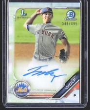 Josh Wolf 2019 Bowman Draft Chrome Draft Pick Autographs Refractor SN,AU #/499