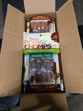 Case of 6 NEW Bags Pork Chomps Rawhide-Free Meaty Skewers Dog Chews - 6/per bag