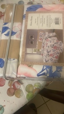 Glory Home Queen 6-Piece Floral Bedding Set 100% Polyester White/Pink/Blue