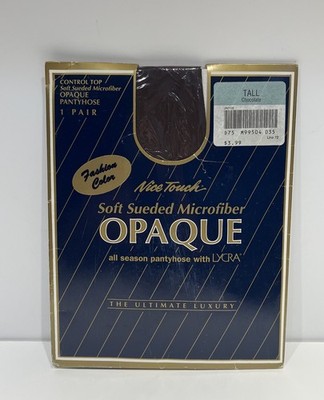 SEARS Nice Touch Opaque Soft Sueded Microfber Pantyhose Tall Chocolate Vtg NIP