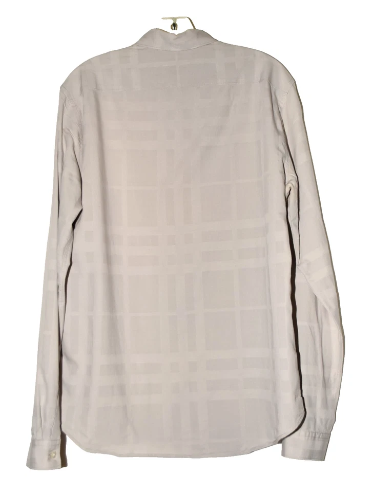 Camisa Burberry Brit gris claro pálido a cuadros de algodón manga larga para hombre talla M Foto 3 de 4