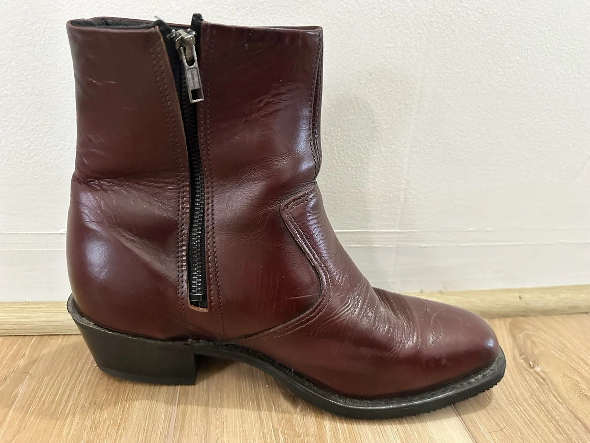 Double H Boots Men’s 8.5 EE Cordovan Leather Western Work USA Zip Up #1528 Double-H Boots Zip Boots for Men for Sale | Shop New & Used  main image 2