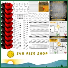 297 Piece Pegboard Hooks Kit, Peg Board Organizer Accessories with Bins for Orga