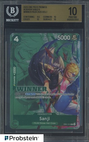 2025 One Piece Card Game Promos #EB01014 Sanji R/(Winner Pack 2025 Vol.1) BGS 10