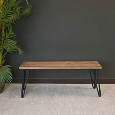 Roundhill Furniture Aryven Industrial Wood Dining Bench,