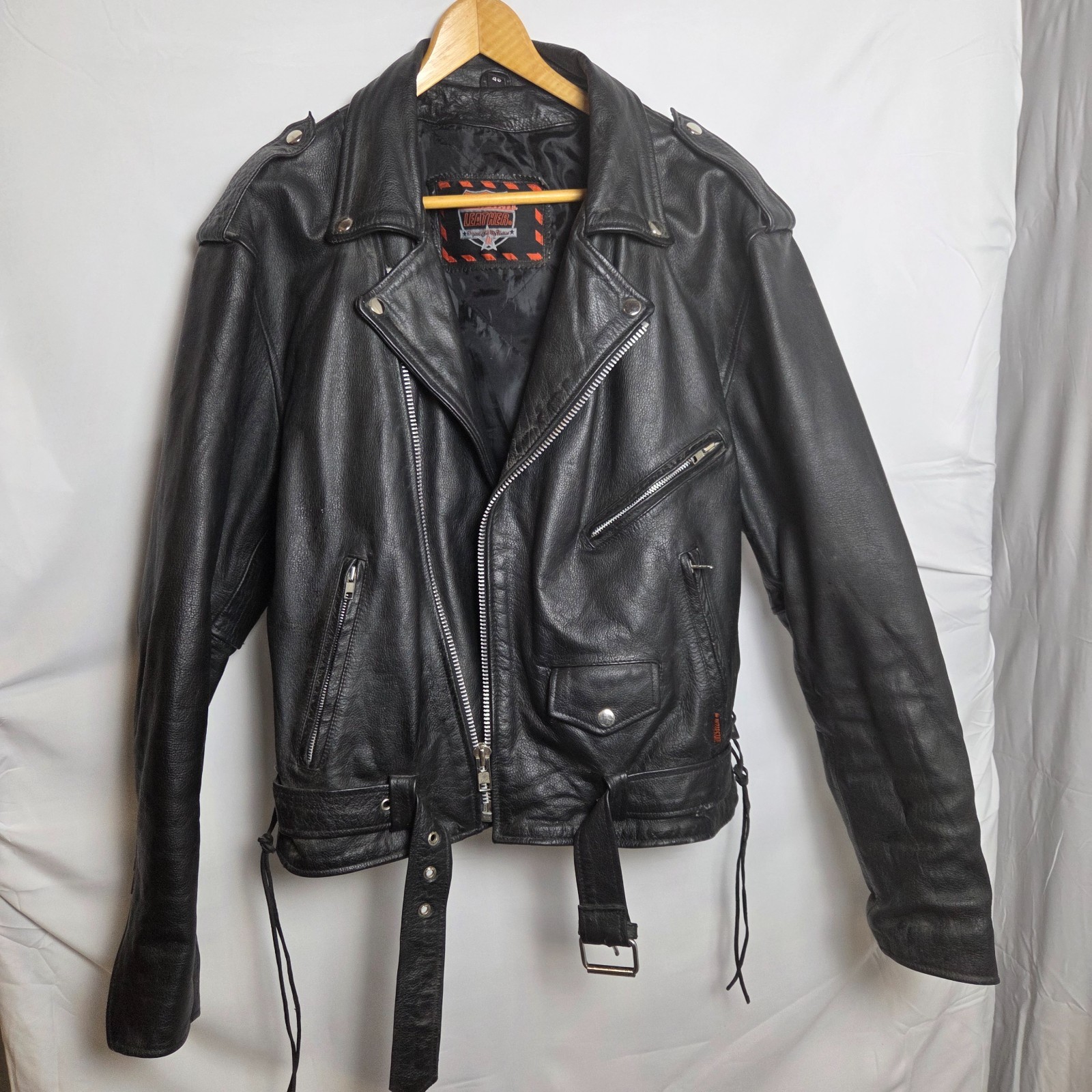 Interstate Leather Jacket 46 Black Polyester Full… - image 2