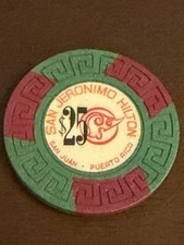 Jeton de casino San Jeronimo Hilton San Juan Porto Rico 25 $ ***TRÈS RARE***