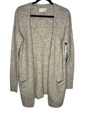 Aritzia Wilfred Free Aronson Cardigan Heather Oatmeal Alpaca Wool Blend Small