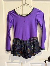 Girls Figure Skating Dress, Swarovski Crystals, Size Child M 10/12