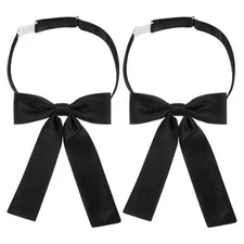 Lusofie Bow Tie For Women Black Adjustable Ties For Women Pre-Tied 2pcs Black