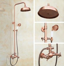 Antique Red Copper Wall Shower Faucet Set Shower System With Tub Spout Mixer Tap