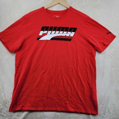 Puma Sport Men Size L Red Graphic S/S  Crew-Neck T-Shirt