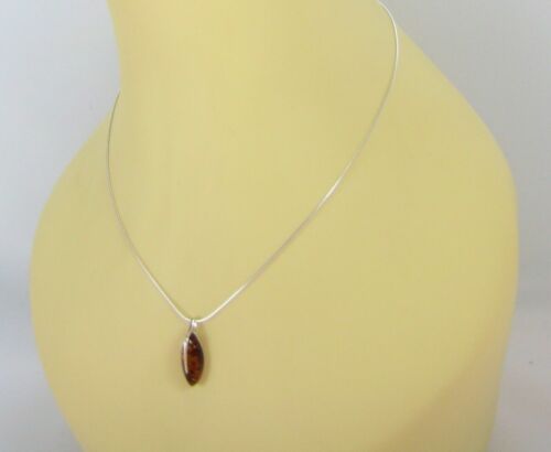 NATURAL BALTIC AMBER Jewellery Gemstone STERLING SILVER 925 PENDANT NECKLACE - Picture 2 of 9