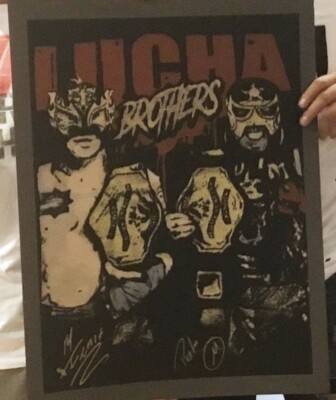 Autogramm Penta & Fenix - LUCHA BROTHERS 18x24 Poster Pro Wrestling signed