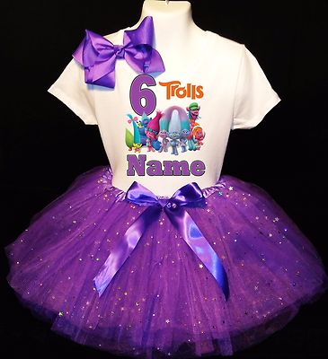 Trolls  Dress 6th Birthday --With NAME-- party Tutu outfit