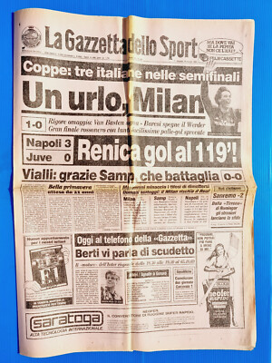 Gazzetta Dello Sport Du 30 Mars 1989 – Milan, Naples, Juventus, Ferrari, Baresi