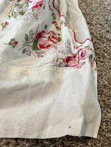 Vintage MCM Half Apron Floral Flowers Hostess Pinup Model House Wife Cottage - Picture 2 of 4