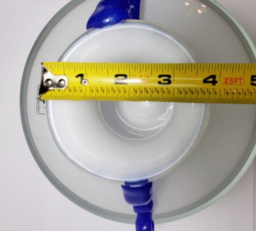 S. Puccini Art Glass Vase 5½" Italy Murano White Glass Cobalt Blue Handle Large - Picture 12 of 13