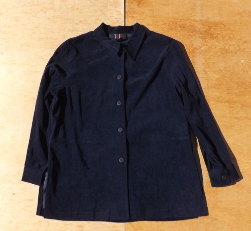 Women Size 10 Petite Seperate Casual Wear Pant Suit Navy Blue Velour by R& K Des - Picture 9 of 12
