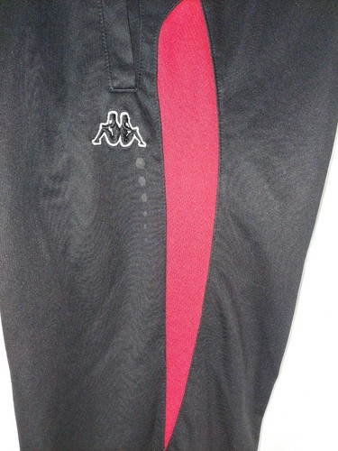 Mens Kappa Black and Red Soccer Athletic Polyester Track Pants - Size Small - Picture 3 of 5