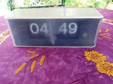 Horloge Guichet ancienne A Lamelles Flip Flap Vedette Quartz Vintage Blanc Crème