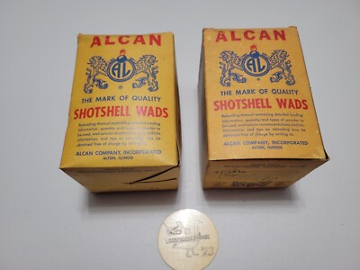 2x Vintage Alcan Shotshell Wads Boxes Advertising Decor Collectible EMPTY!!!!!!!