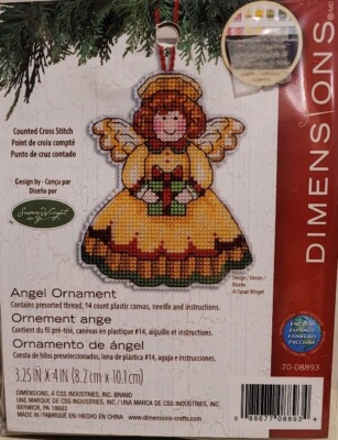 Dimensions Susan Winget Angel 70-08893 Plastic Canvas Ornament Kit 3.25'' X 4''