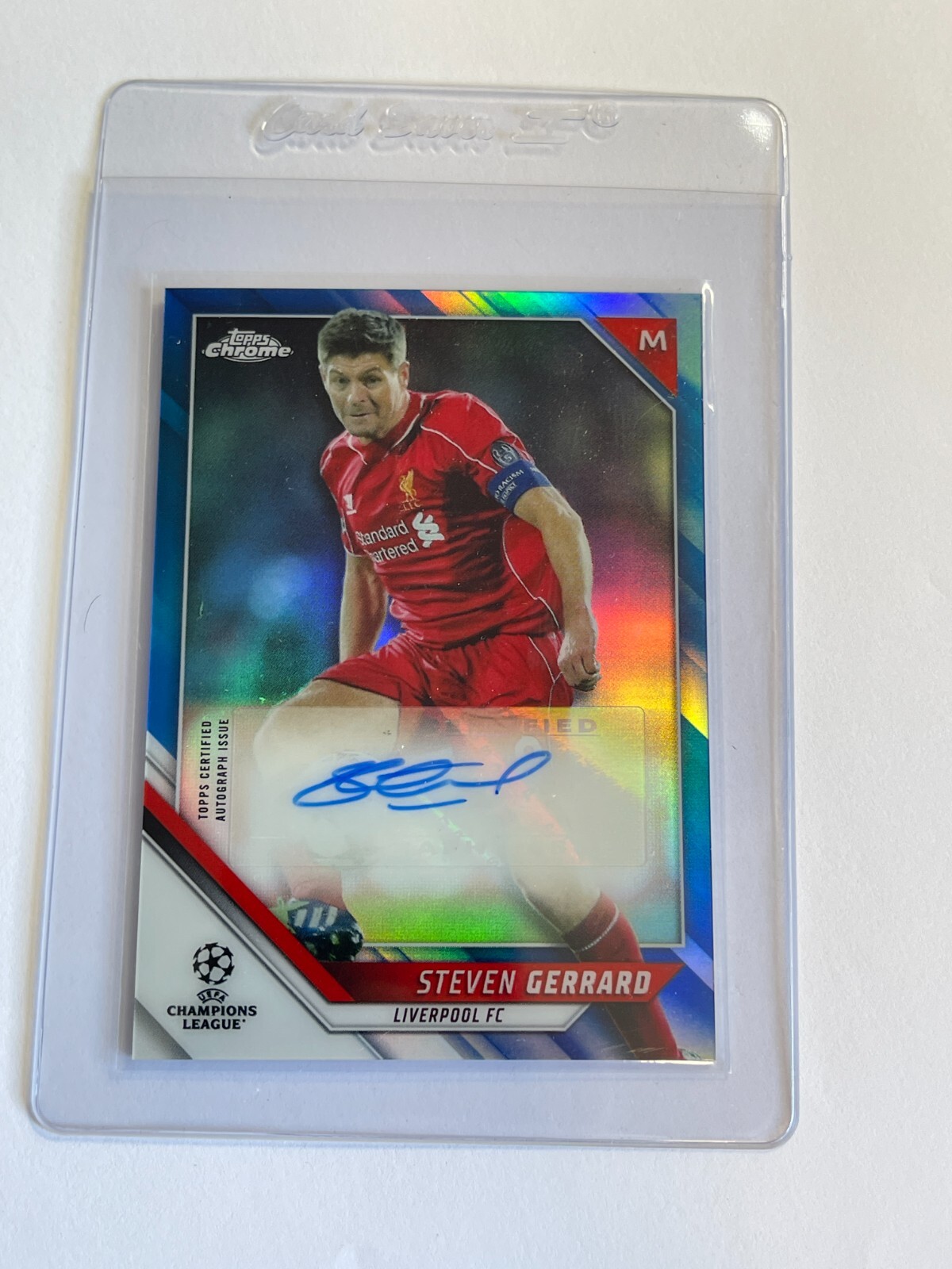 2021-22 Topps Chrome UEFA Steven Gerrard BLUE REFRACTOR AUTO /150 Liverpool FC