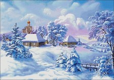 Needlework Craft Full Embroidery DIY Counted Cross Stitch Kit - Winter Cabins