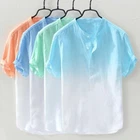 Mens Grandad Casual Shirts Mandarin Smart Shirt Short Sleeve Summer Top RH08