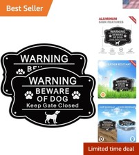 2 Pack Reflective Beware of Dog Signs - 9.5x6.8  for Enhanced Visibility