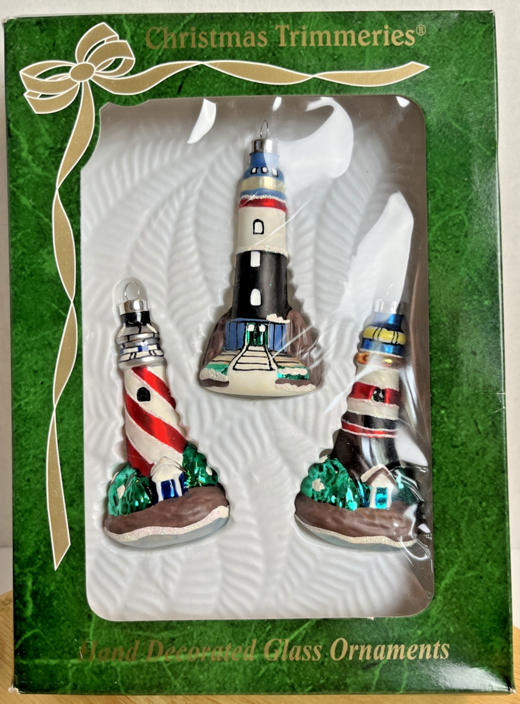 3pc Vintage Glass Lighthouse Ornaments 4
