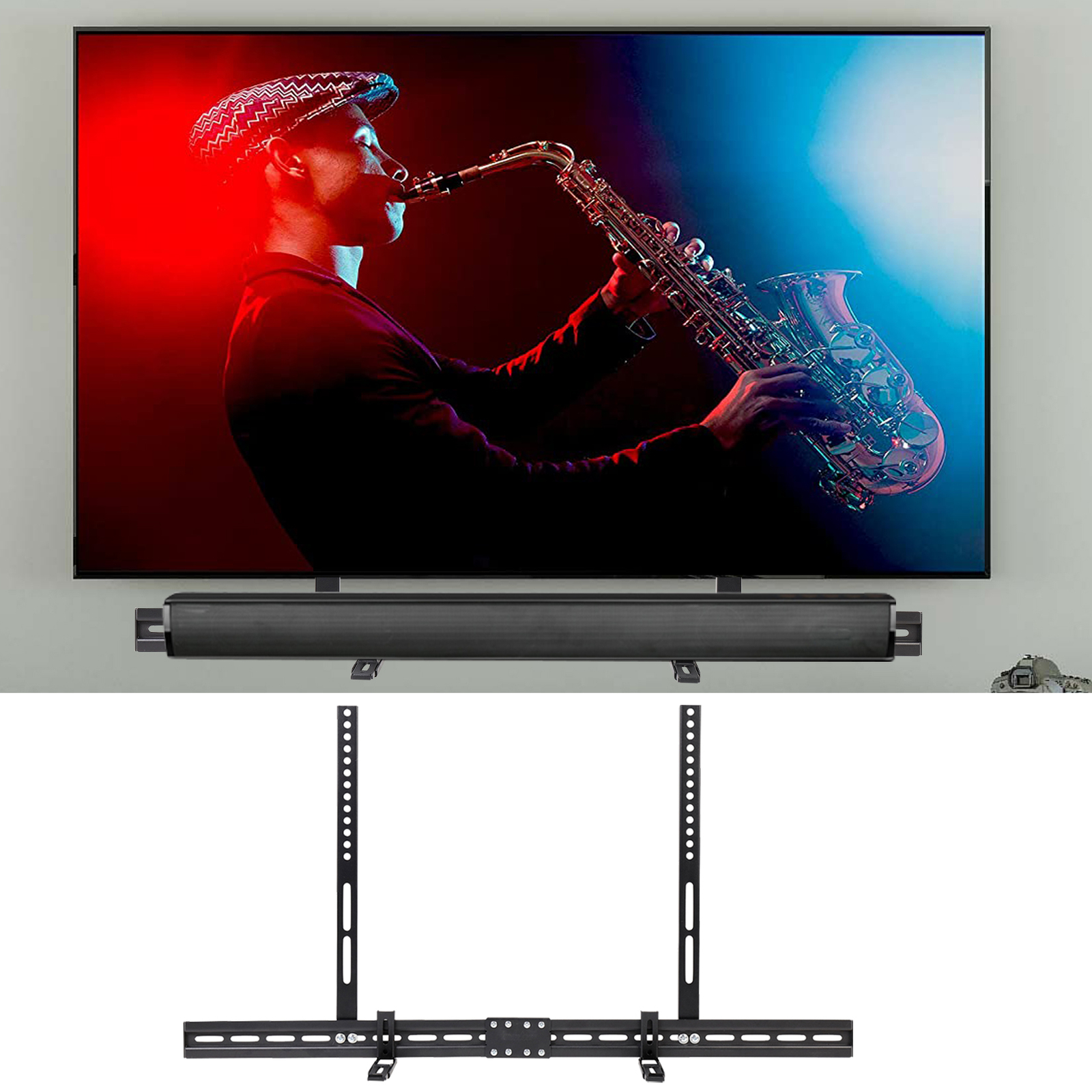 Premium Soundbar Bracket Fits Mounting Holes Rear/Bottom for Sonos, Samsung, LG-image