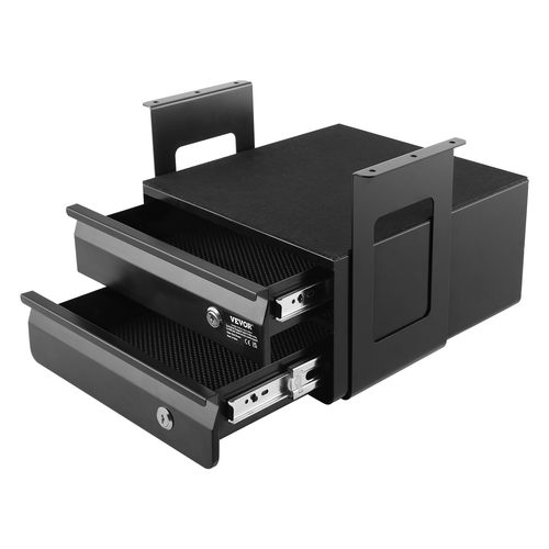2 Drawer 13" Lockable Under Desk Drawer Organizer Slide-out Drawer Home Office - Picture 9 of 11