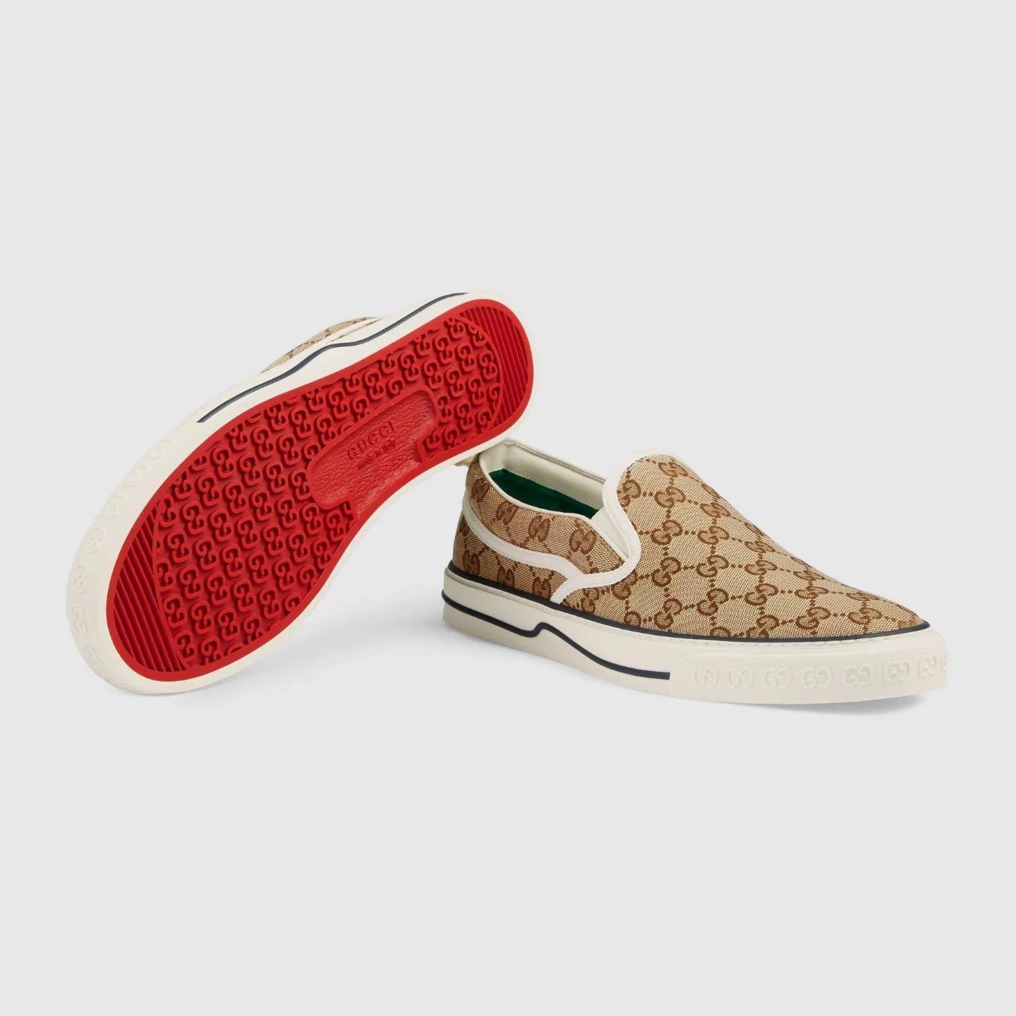 Baskets plates à enfiler Gucci Tennis 1977 GG Supreme logo toile hommes
