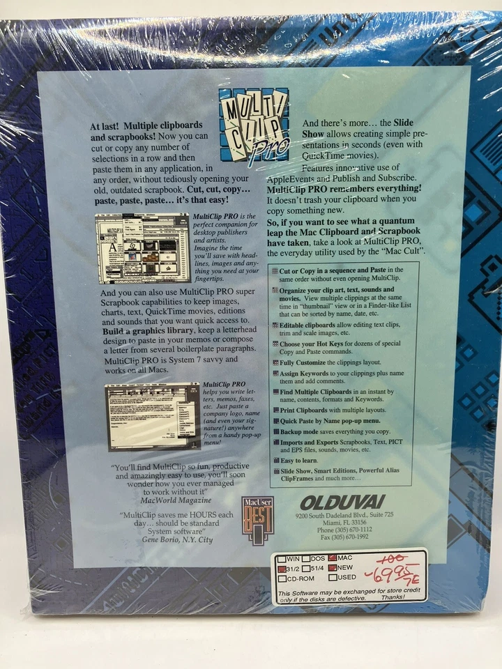 MultiClip Pro Apple Clipboard Program for Apple Macintosh SEALED, NEW - Image 4 of 4