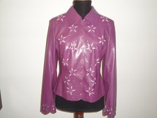 GIACCA DONNA RAGAZZA VINTAGE '90 AVANT TG 42 ECO PELLE VIOLA PRUGNA TRAFORATA