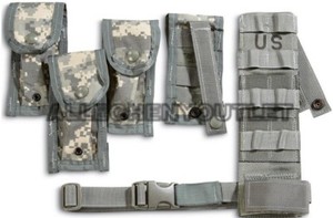 9 MM HOLSTER EXTENDER MOLLE WITH FOUR 9 MM CLIP POUCHES ACU DIGITAL CAMOUFLAGE