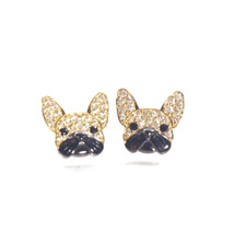 Adorable  Dog Gold COLOR Rhinestone Stud Earrings NEW
