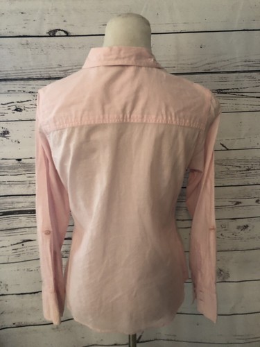 Style & Co Top Sz 4 Sequin Button Up Stripe Long Sleeve Blouse Light Pink Career - Picture 4 of 6