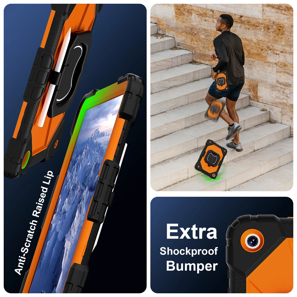 For Samsung Galaxy Tab A9 Plus/A9/ A11+ Heavy Duty Rotating Stand Case w/ Strap - Image 4 of 4