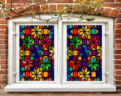 3D Snowflake O647 Window Film Print Sticker Cling Stained Glass UV Block Am