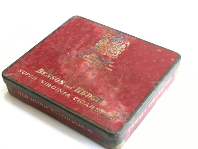 vintage benson and hedges cigarette tin 1920s Old Vintage Benson & Hedges Super Virginia Cigarette Tin Case Box