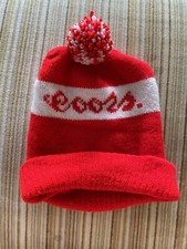 Coors Beer Red White Knitted Beanie Cap Hat One Size Fits Most Stocking Vintage