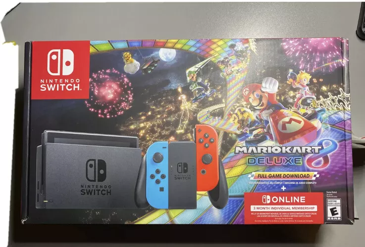 Nintendo Switch Mario Kart 8 Neon Racing Bundle: Red Blue JoyCon