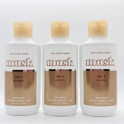 3-PCS Bath & Body Works MUSK No. 1 Cleanse Shower Gel Body